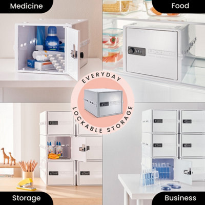 Lockabox One - Everyday Lockable Storage Box for Food, Medicines, Tech, and Home Safety (Opal White)