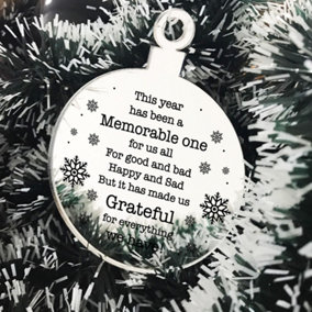 Lockdown Gift Poem Christmas Tree Decoration Engraved Bauble