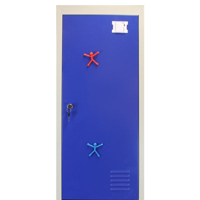 Locker Cabinet Metal Door Flat-Packed Blue And Grey Steel Lockable