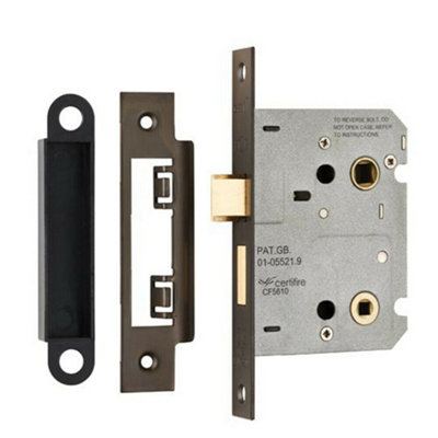 Locking Bathroom Door Sashlock Latch Square Forend 76mm Matt Bronze ...