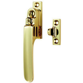 Locking Casement Window Fastener with Night Vent 16 x 60mm Polished Brass
