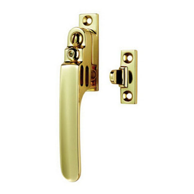 Locking Casement Window Fastener with Night Vent 16 x 60mm Polished Brass