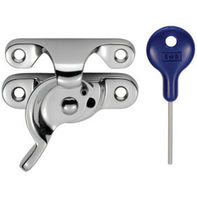 Locking Fitch Pattern Sash Window Fastener 49mm Fixing Centres Polished Chrome