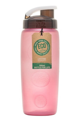 LocknLock Eco Pink Round Recycled Plastic Leakproof Sports Gym Hydration Bottle 500ml