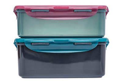 LocknLock Eco Red and Blue Rectangular Recycled Plastic Food Storage ...