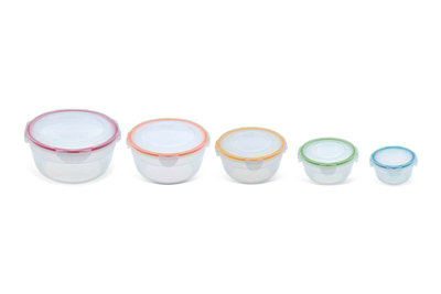 LocknLock Nestable Clear Round Plastic Airtight Food Storage Container ...