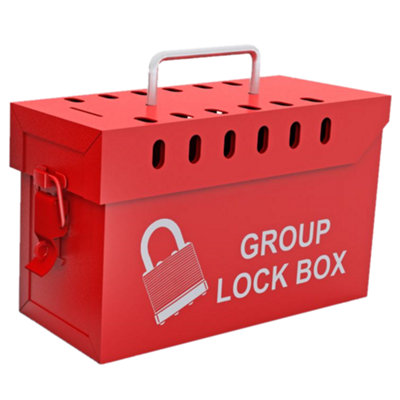 Lockout Padlock Group Lockbox Red Holds Up to 13 Padlocks Powder Coated Steel