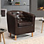 Lodi Studded Back PU Tub Chair with Dark and Light Legs - Brown