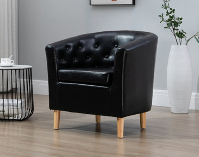 Lodi Studded Back PU Tub Chair with Dark and Light Legs - Brown