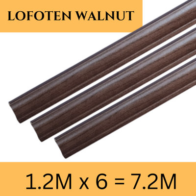 Lofoten Walnut Laminate Beading Scotia Edge Trim Brown - 1.2M x 6 Total 7.2 Meters