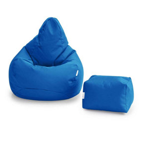 Loft 25 Bean Bag Gamer Chair Living Room Water Resistant Indoor Outdoor Beanbag, And Footstool Moroccan Blue