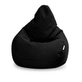 Loft 25 Bean Bag Gamer Chair Living Room Water Resistant Indoor Outdoor Beanbag, Black