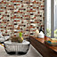 Loft Brick Wallpaper In Red and Brown