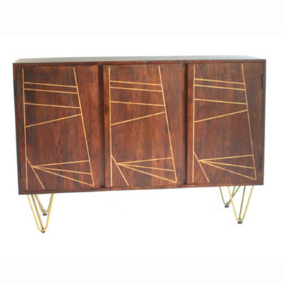 Loft Dark Mango Wood 3 Door Large Sideboard