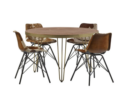 Loft Dark Mango Wood Round 4 Seats Dining Table