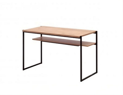 Loft Desk with Shelf - Oak Lancelot & Black - H760mm W1240mm D600mm