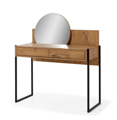 Loft Dressing Table with Mirror and Black Metal Legs - Oak Lancelot - H1180mm W1040mm D480mm