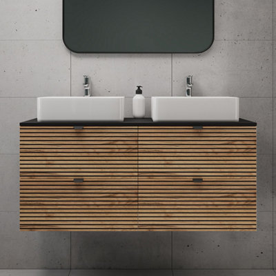Loft Modern Style Ribbed Door 120cm Bathroom Cabinet Vanity Unit with ...