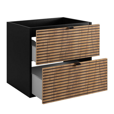 Loft Modern Style Ribbed Door 140cm Bathroom Cabinet Vanity Unit with ...