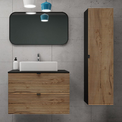 Loft Modern Style Ribbed Door Bathroom Cabines Vanity Units Set with ...