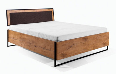 Loft Ottoman Bed with Slats - EU Double in Oak Lancelot & Black - W150cm x D216cm x H100cm, Stylish and Functional