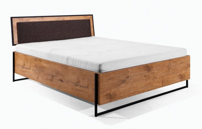 Loft Ottoman Bed with Spacious Storage - EU Double Oak Lancelot & Black - H1000mm W1500mm D2160mm