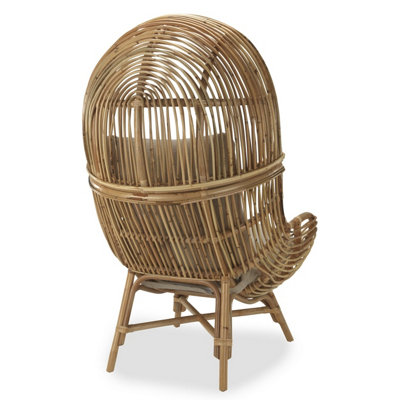 Loft Rattan Egg Chair with Boucle Latte Cushion (H)145cm x (W)81cm x(D)92cm