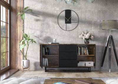 Industrial oak hot sale tv stand