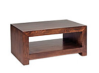 Loft Solid Dark Mango Wood Single Shelf Coffee Table