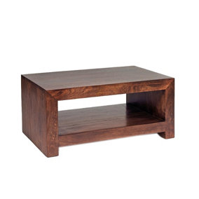 Loft Solid Dark Mango Wood Single Shelf Coffee Table