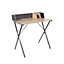 Loft Study Desk, oak effect top with grey metal cross legs
