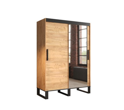 Loft T2 Contemporary Mirrored 2 Sliding Door Wardrobe 5 Shelves 2