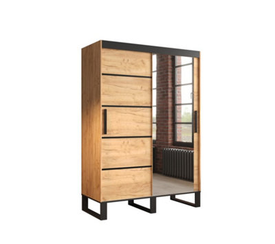 Loft V2 Contemporary Mirrored 2 Sliding Door Wardrobe 5 Shelves 2