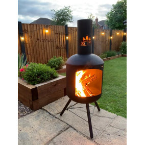 Log-Barn™ A Chiminea Black Steel Firepit - An Easy-To-Assemble, Tall Patio Chimina with Contemporary Design for Perfect Outdoor Fi