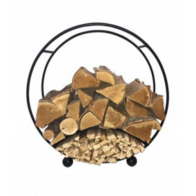 Log Basket Round - Steel - L22.9 x W64.8 x H66 cm - Black