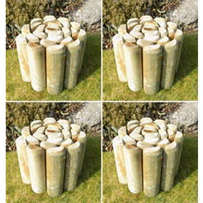 Log Edging Rolls Garden Lawn Border Edge (H)225mm (L)1.8m Set of 4