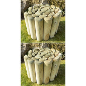 Log Edging Rolls Garden Lawn Border Edge (H)300mm (L)2.4m Set of 2