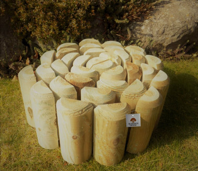 Log Edging Rolls Garden Lawn Border Edge Heavy Duty (H)150mm (L)2.4m Set of 4