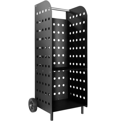 Relaxdays Firewood Trolley, 2 Rubber Tyres, Wood Trolley Up To 60 Kg, For Standard Logs, Firewood Sack Truck, Steel, Brown