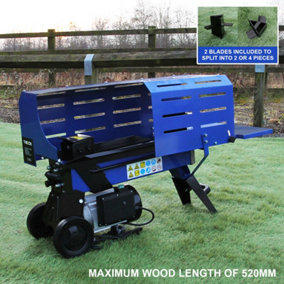 Log Splitter 7 Ton Hydraulic 3L Electric 2200 Watt Motor Wood Timber Cutter 2 Blades Duoblade 520mm Max Log Length