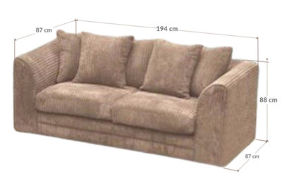 Logan 3 Seater Sofa Fabric Jumbo Cord