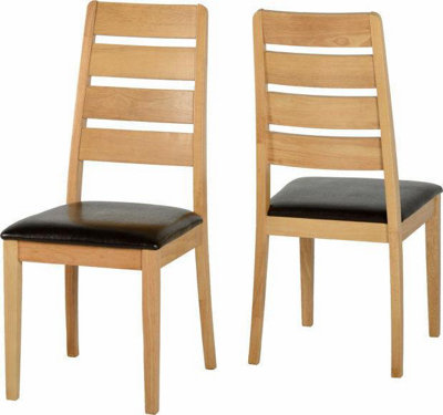 Logan Dining Set Solid Rubberwood Oak Varnish x4 Chairs in Brown