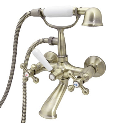 Loge Retro Elegant Wall Mounted Antique Brass Bathroom Tap With Shower Loge Luxor 4