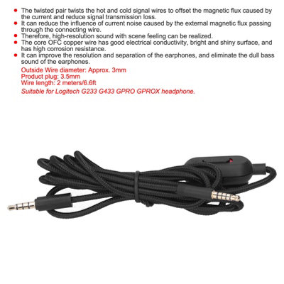 Cavo Audio Per Cuffie Tyenaza Con Controllo Volume E Microfono: Compatibile Con G233, G433, GPRO, GProx - 5