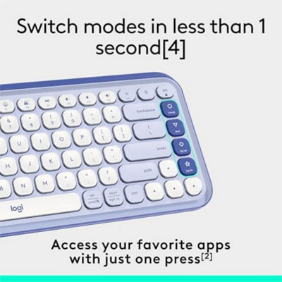 Logitech Pop Icon Keys Wireless Keyboard - US Layout - Lilac and Off-White