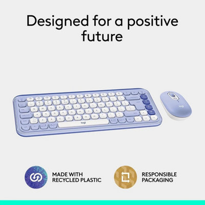 Logitech Pop Icon Wireless Keyboard and Mouse Combo - US Layout - Lilac