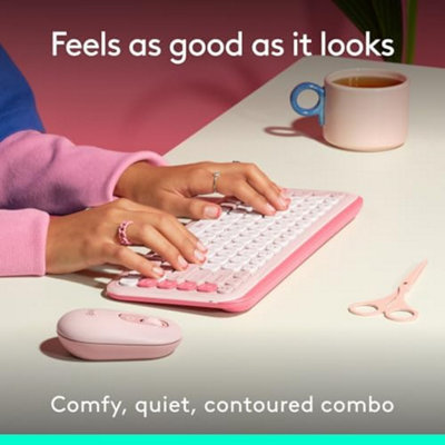 Logitech Pop Icon Wireless Keyboard and Mouse Combo - US Layout, Rose