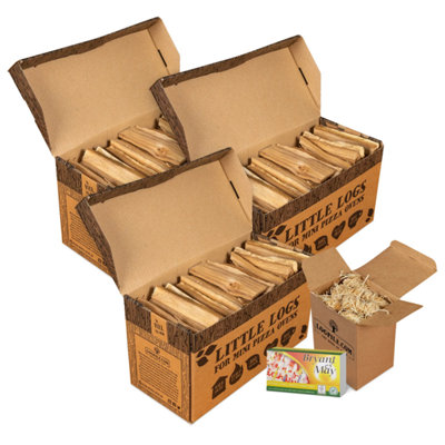 Logpile's Oak Little Logs Starter Kit For Mini Pizza Ovens. 3 Boxes ...