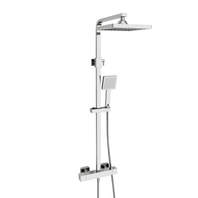 Lois Modern Bathroom Thermostatic Shower Mixer Bar Valve Tap Square Head Exposed - 9
