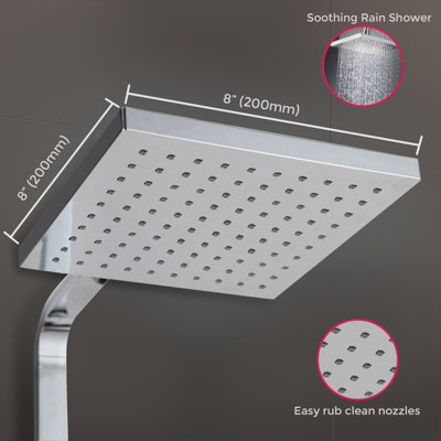 Lois Square Dual Head Thermostatic Shower Mixer Chrome Bathroom Exposed Valve - 3